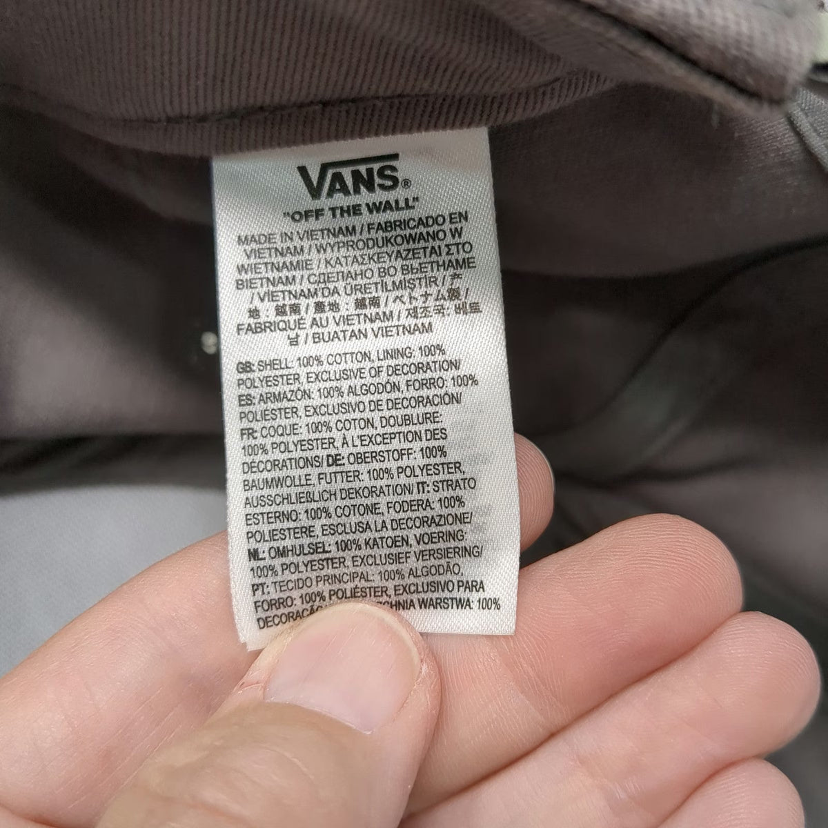 Vans 5 Panel Gray One Size Snapback Hat Off The Wall Logo Structured Embroidered