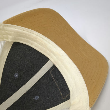 Richardson Trucker Hat Gray Brown Beige L Mesh Snapback Tooled Leather Patch 115