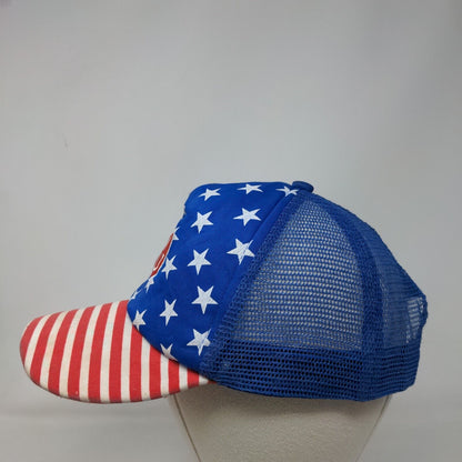 Smiley Face American Flag Snapback Mesh Back Trucker Hat Multi One Size