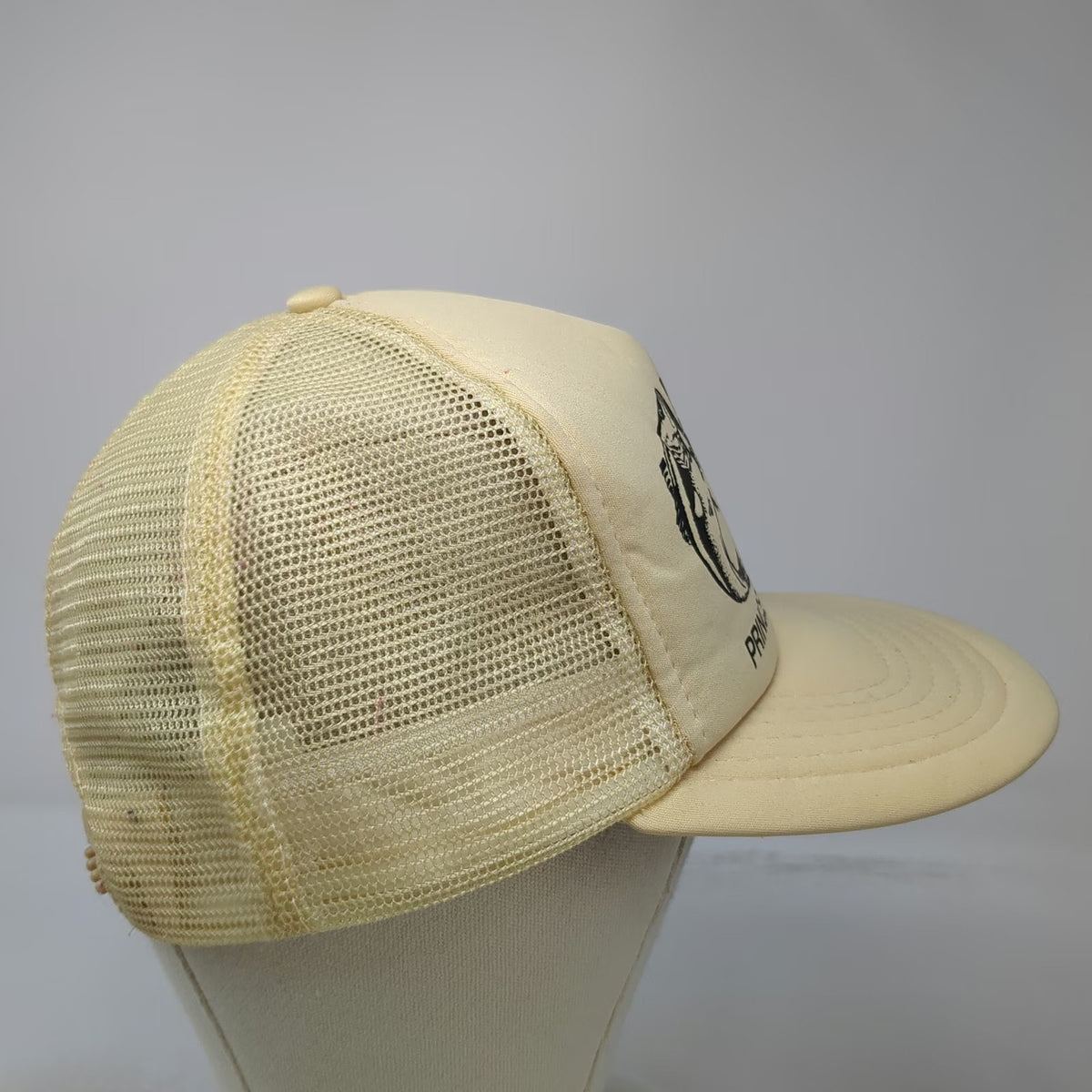 Mid West Fishing Tackle Prince Albert Sask Beige Trucker Hat One Size Snapback