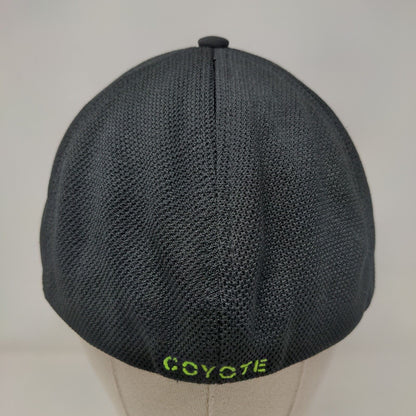 '47 Coyote Fitted Hat Black M/L Stretch Fit Breathable Vented Holes 6 Panel