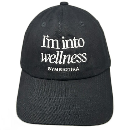 Cymbiotika I'm Into Wellness Hat Black One Size Baseball Cap Slideback Strap
