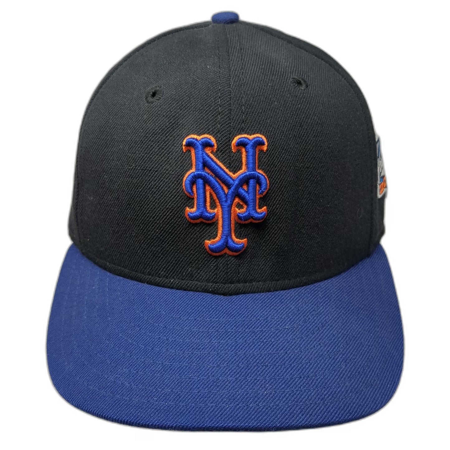 New Era Cap Black Blue 7 3/8 Mets World Series Side Patch Wool Hat Vintage 2000