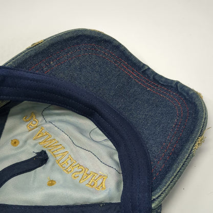 Blue 5 Panel One Size American Flag 250th Anniversary Frayed Denim USA 1776 Hat