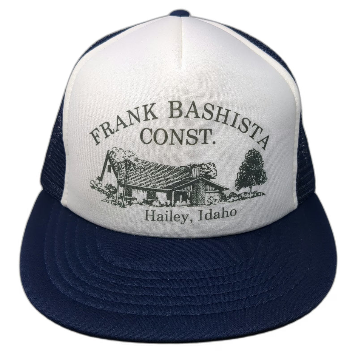 Designer Awards Trucker Hat Blue White One Size Frank Bashista Const Hailey ID