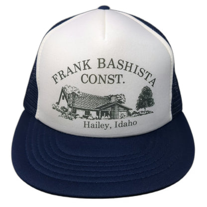 Designer Awards Trucker Hat Blue White One Size Frank Bashista Const Hailey ID