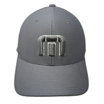TravisMathew Baseball Cap Gray XL Fitted Mesh Texture 3D Logo Flexfit Script Hat