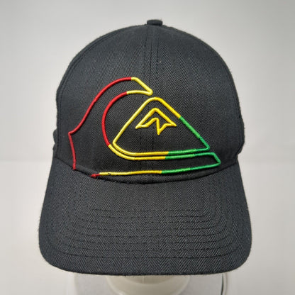Quiksilver Fitted Hat Black One Size Stretch Fit Embroidered New Era