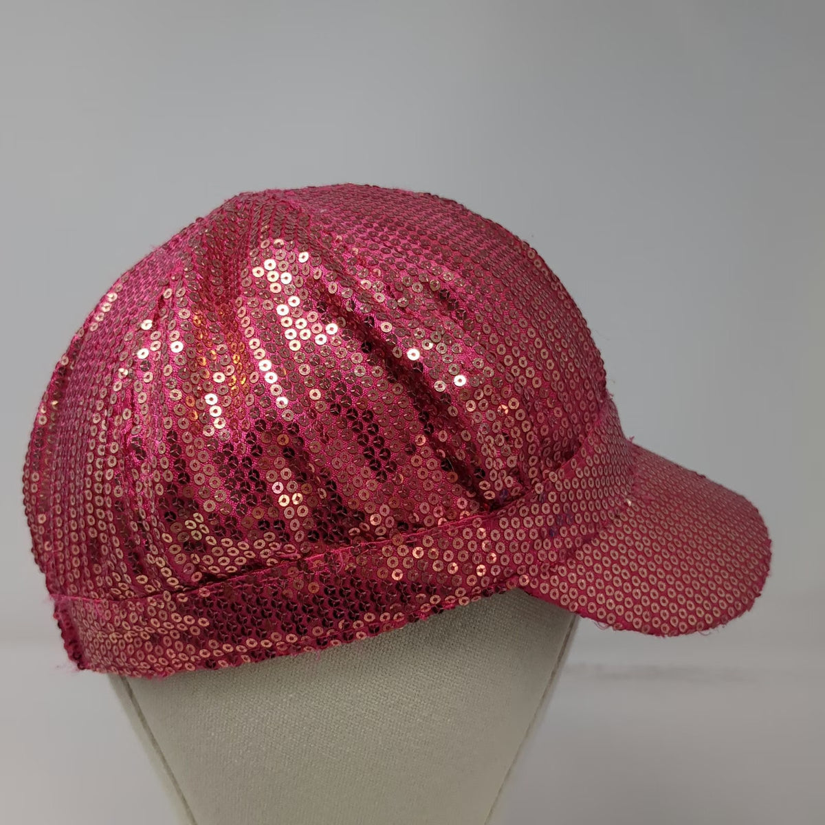 Barbie Army Cap Pink One Size Sequin Silhouette Logo Bling Sparkle Cadet Hat
