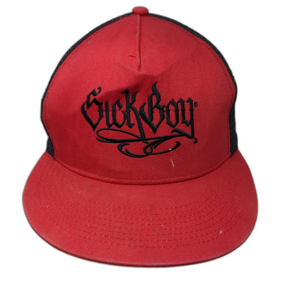 Sick Boy Motorcycles Trucker Hat Red One Size Snapback Mesh Black Embroidered