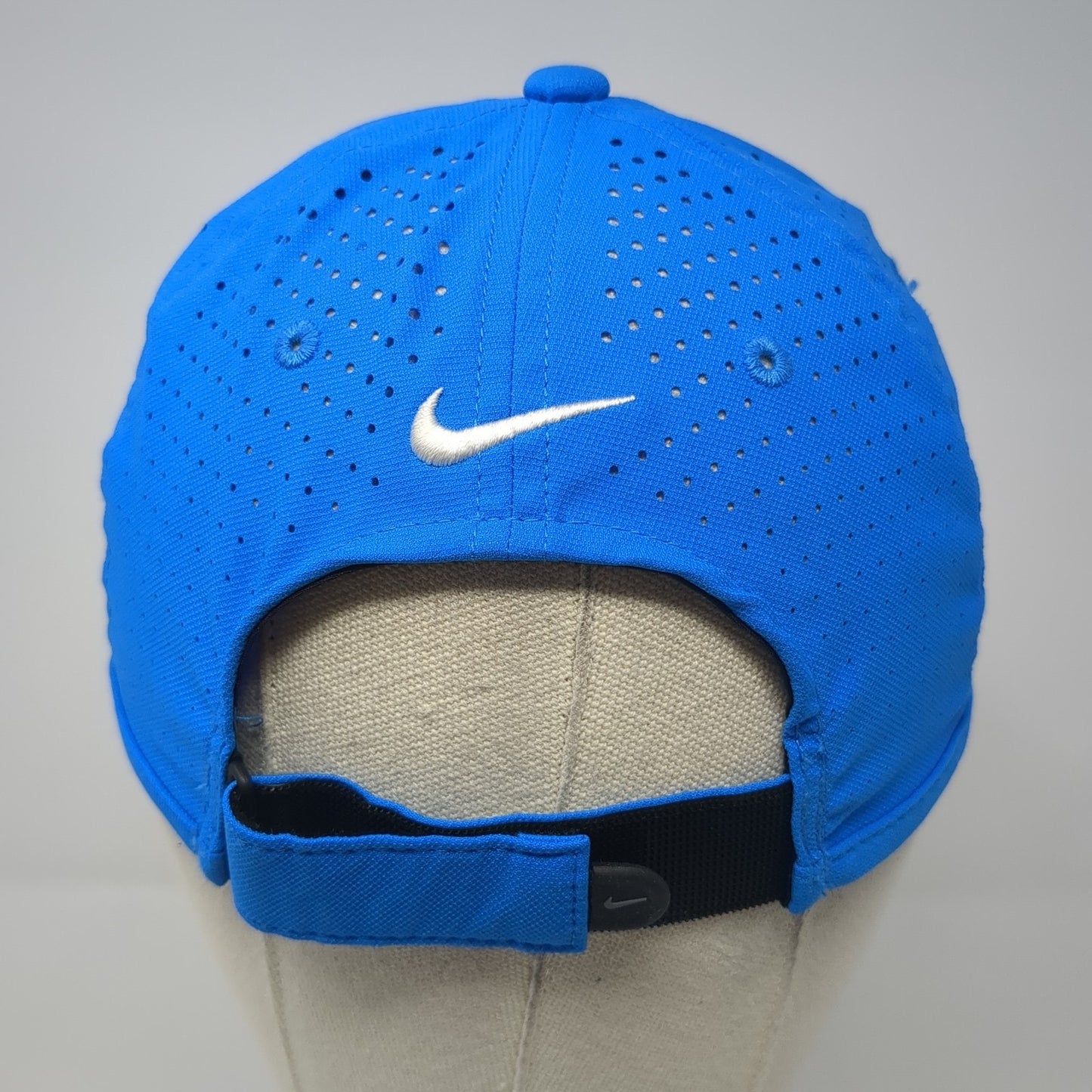 Nike Golf Strapback Hat Blue One Size Adjustable Swoosh Laser Cut Outdoor