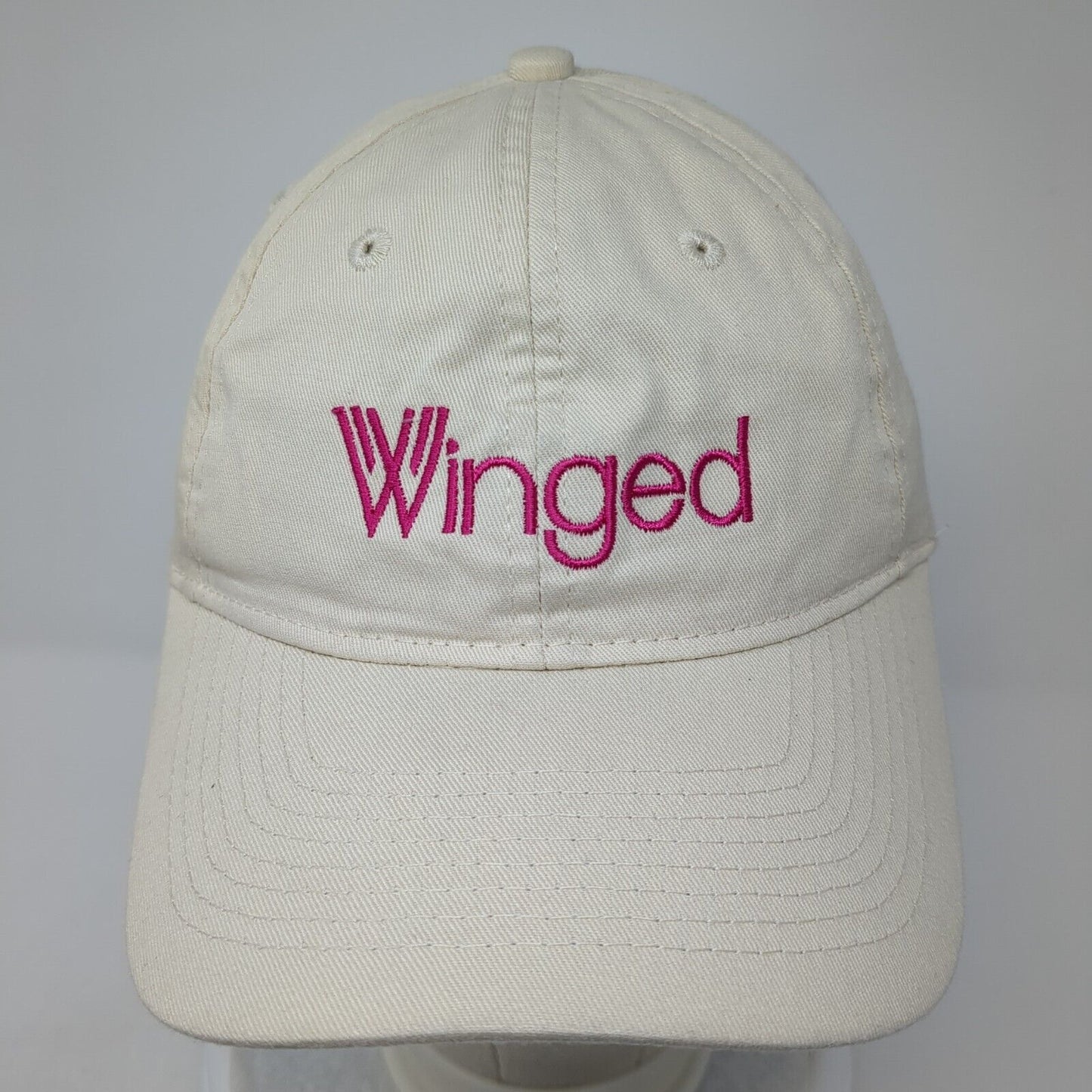 Winged Strapback Hat Tan One Size Adjustable Embroidered Port & Company