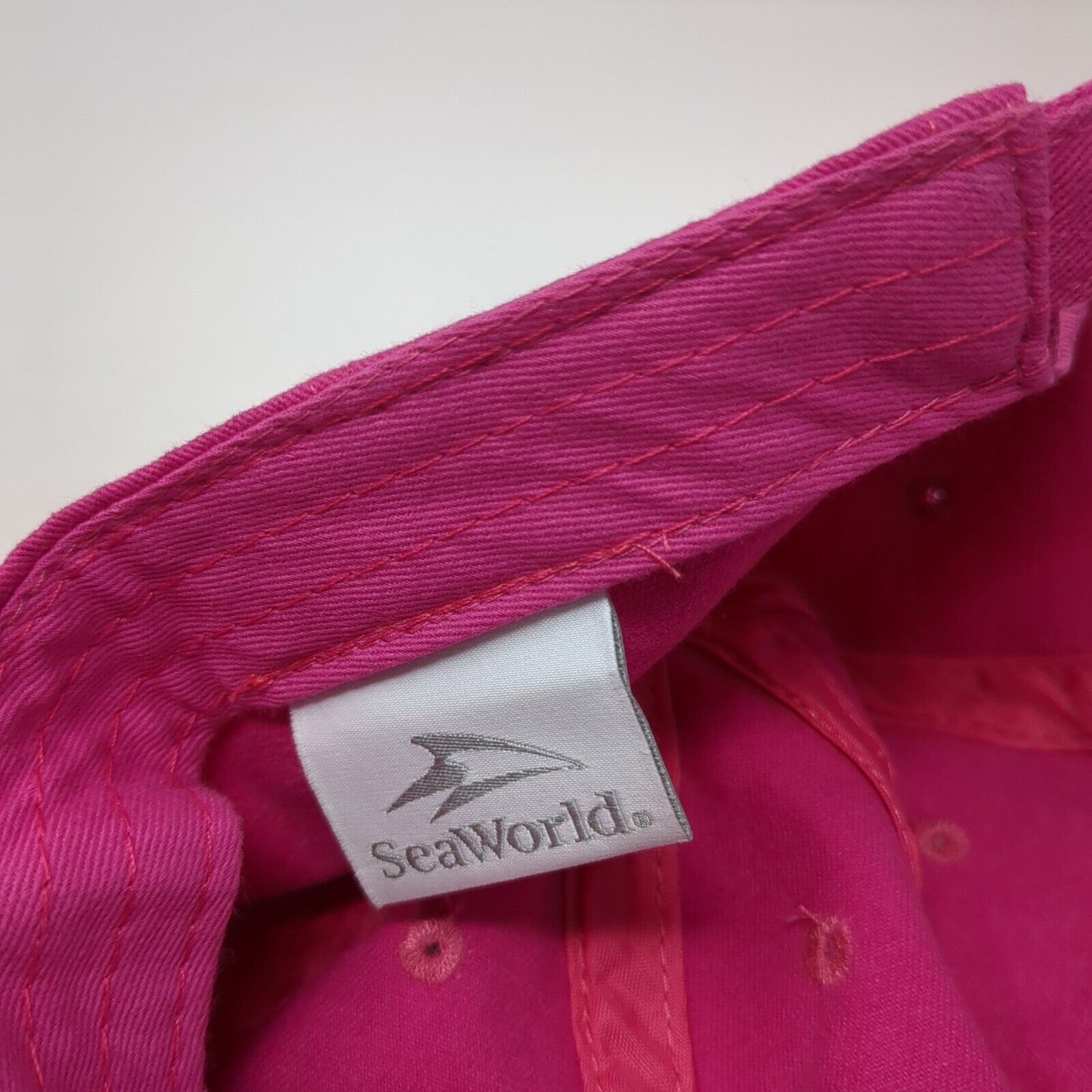 SeaWorld Slideback Hat Pink One Size Adjustable Embroidered 6 Panel