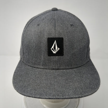 Volcom Snapback Hat Gray One Size Adjustable Embroidered 6 Panel Polyester
