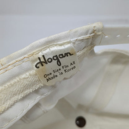 Hogan 5 Panel White One Size Snapback Green Underbrim Script Logo Hat