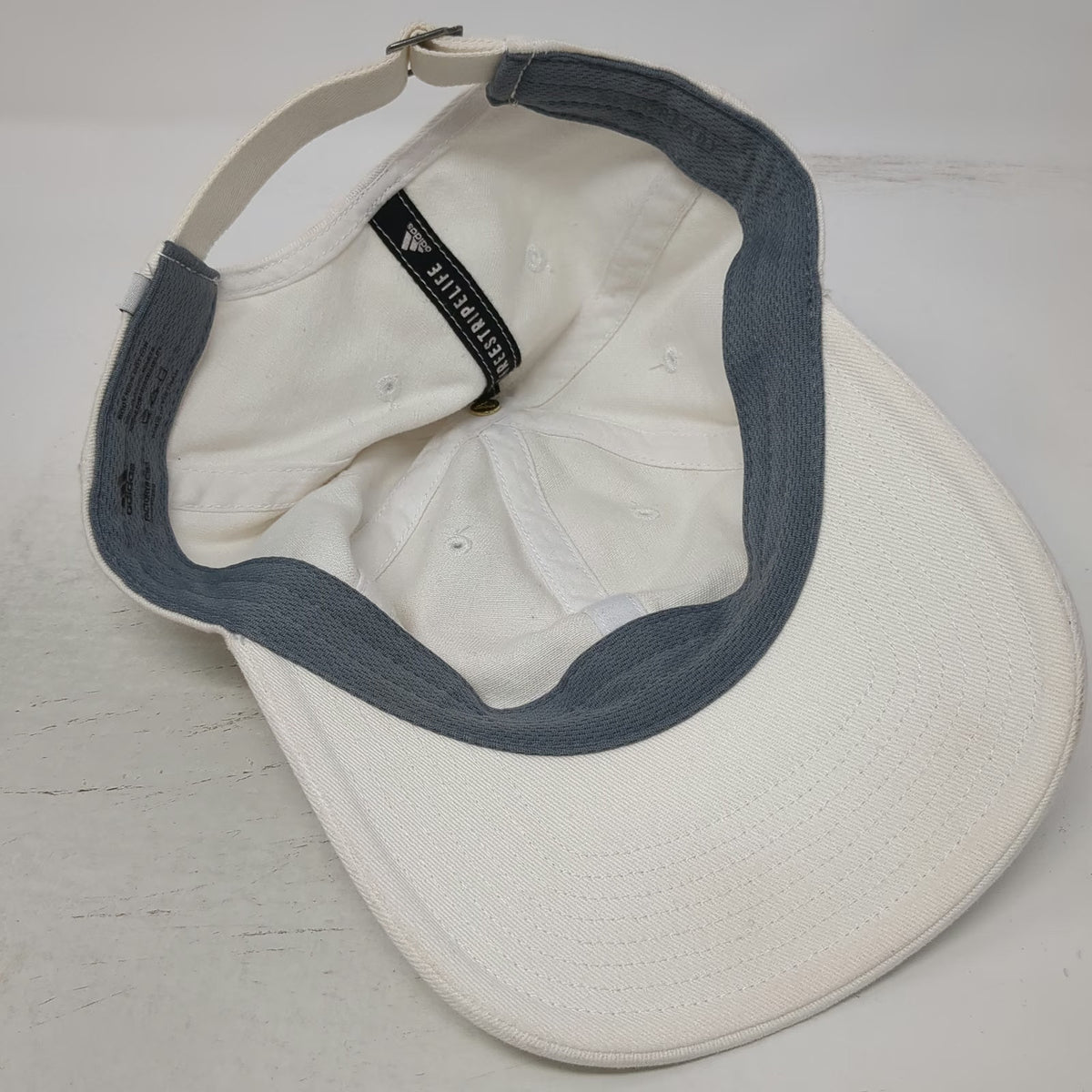 Adidas Baseball Cap White One Size Adjustable Embroidered Logo Slideback Hat