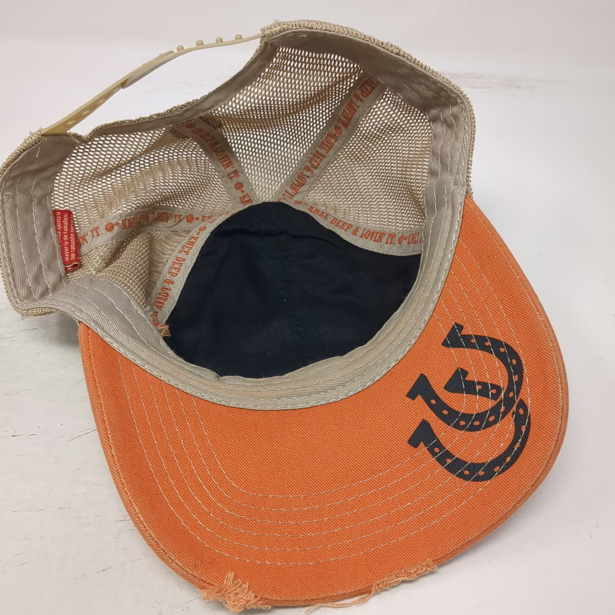 Knee Deep Trucker Hat Orange One Size Snapback Frayed Wild & Free Patch Graphic