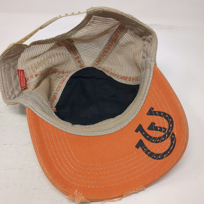 Knee Deep Trucker Hat Orange One Size Snapback Frayed Wild & Free Patch Graphic