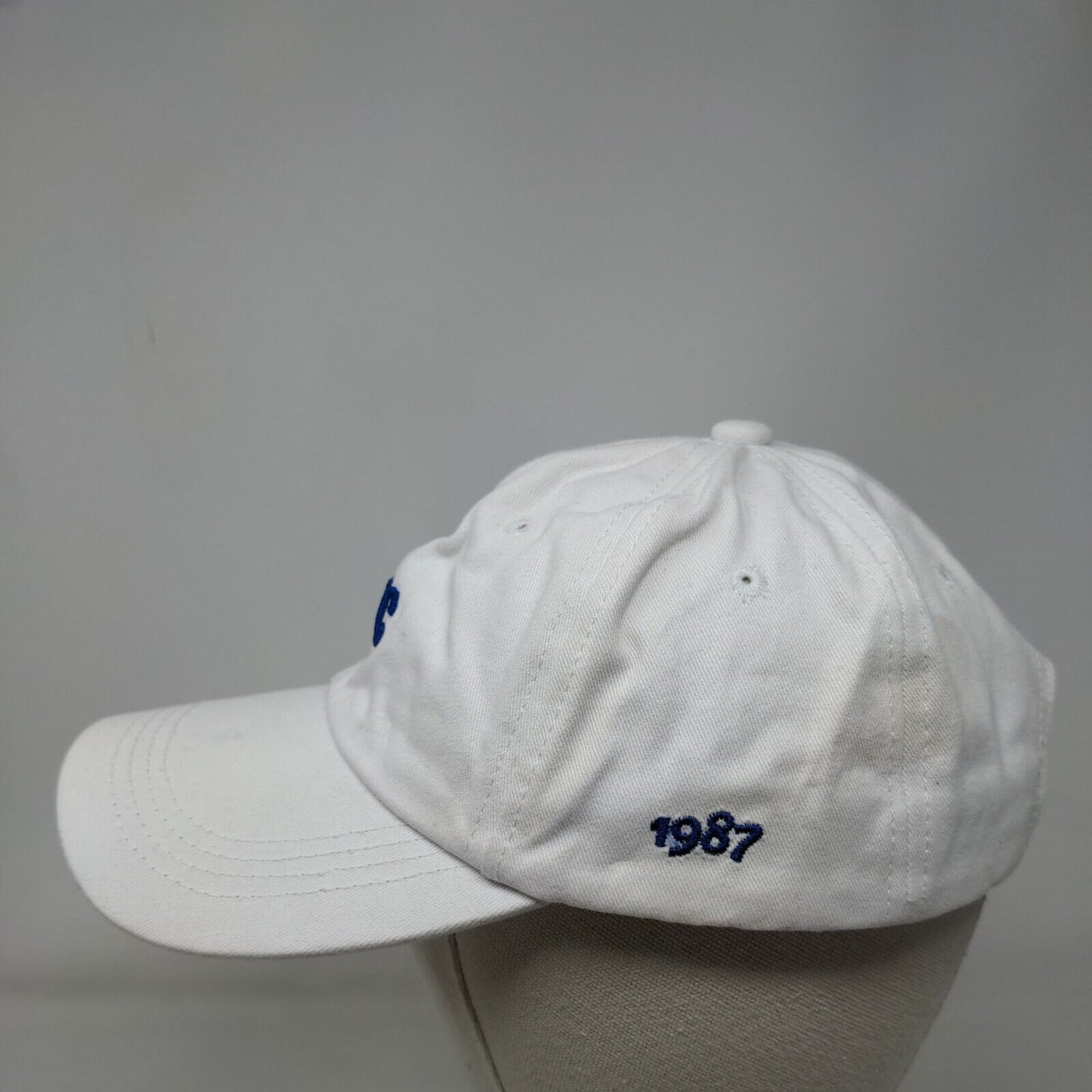 NYC 1987 Slideback Hat White One Size Embroidered Vent Holes G&P