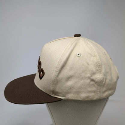Dunkin' 5 Panel Hat Beige One Size Snapback Upside Down Logo Brown Brim Est 1950