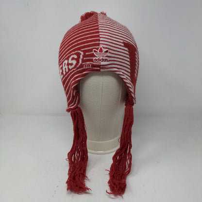 Adidas Men's Knit Beanie Hat Cap Red White Striped OSFA IU Hoosiers 100% Acrylic