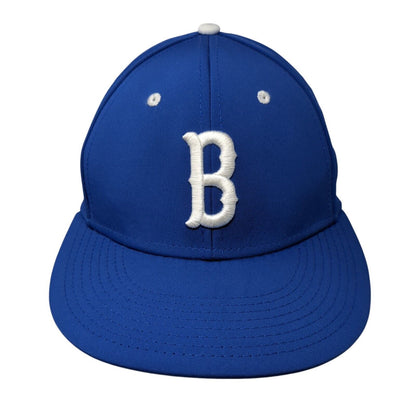 B Skull And Crossbones Fitted Hat Blue Medium Embroidered The Game