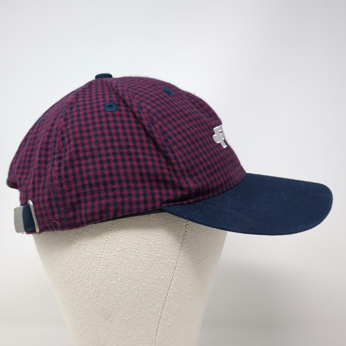 Port Authority Baseball Cap Blue Red One Size Gingham FMC Logo Cotton Hat