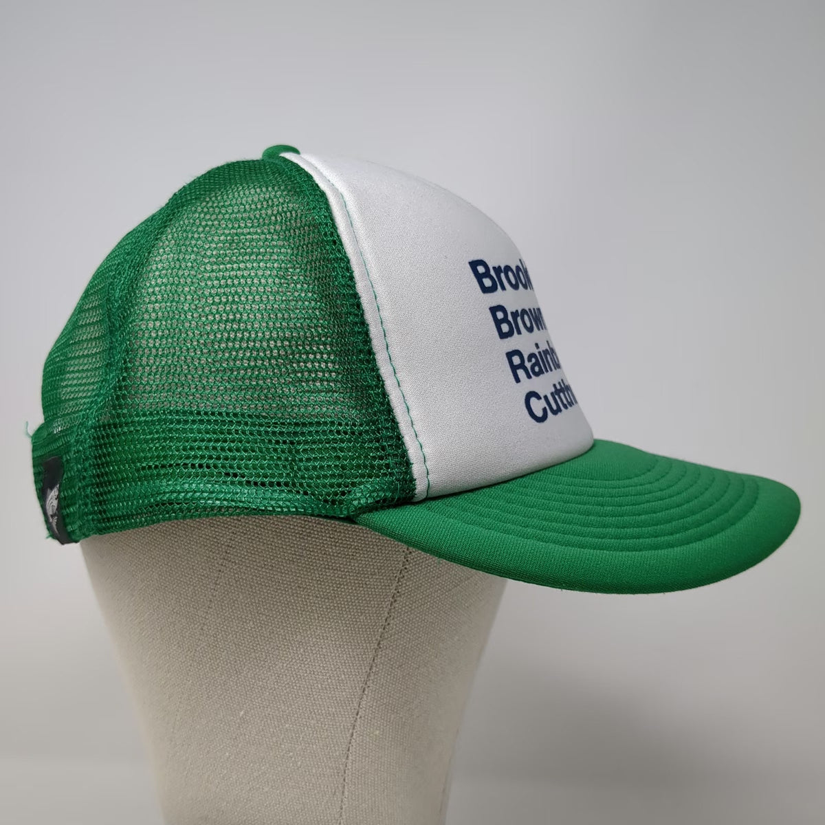 Otto Trucker Hat Green White One Size Fishing Brook Brown Rainbow Cutthroat Snap