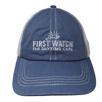 First Watch The Daytime Cafe Snapback Mesh Back Trucker Hat Blue OSFA