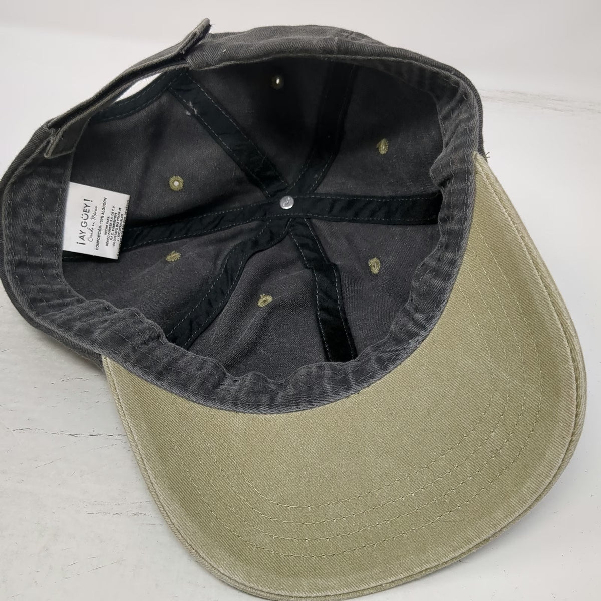 ¡Ay Güey! Baseball Cap Gray One Size Huichol Jaguar Embroidered Strapback Hat