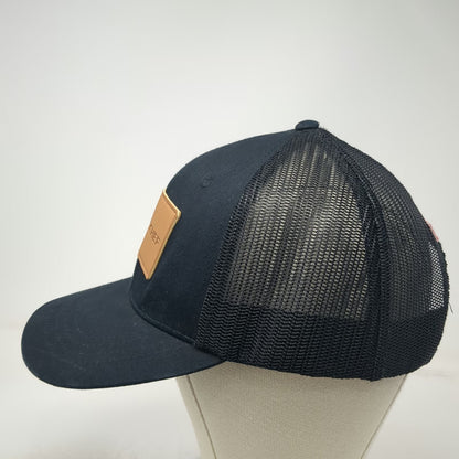 Camp Chef Trucker Hat Black One Size Mesh Back Embossed Leather Patch Snapback