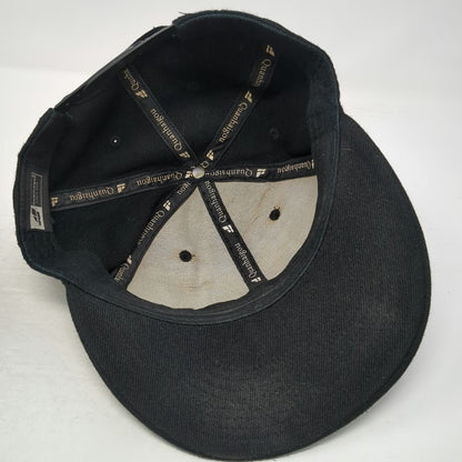Quanhaigou Snapback Black One Size Flat Brim Embroidered X Crossed Hands Hat