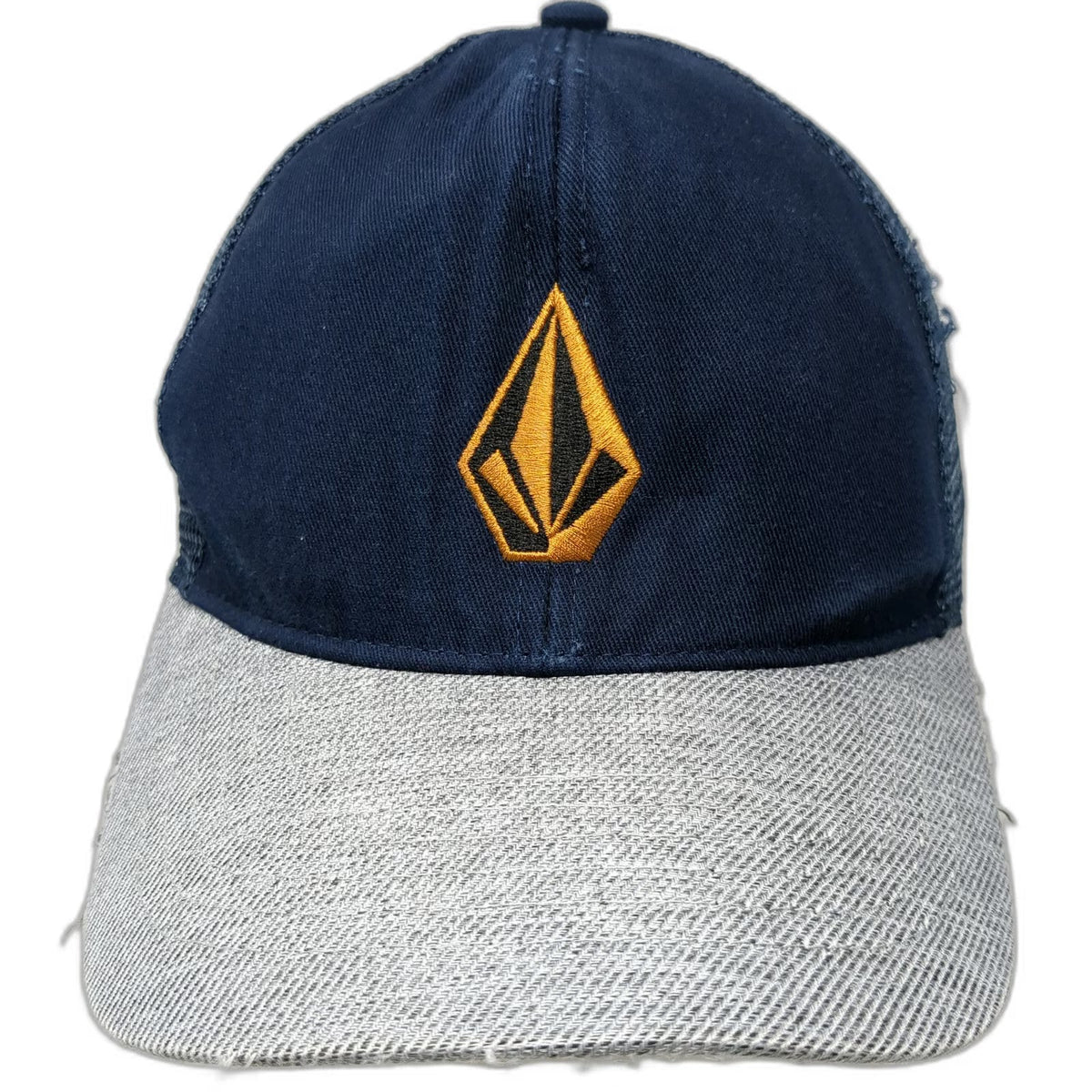 Volcom Trucker Hat Blue Gray One Size Snapback Mesh Distressed Stone Surf Hat