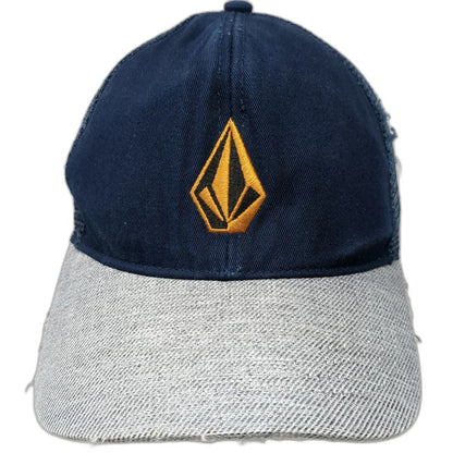 Volcom Trucker Hat Blue Gray One Size Snapback Mesh Distressed Stone Surf Hat