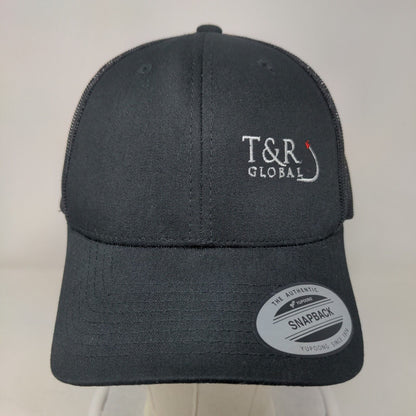 T&R Global Snapback Trucker Hat Black One Size Mesh Back The Classics Yupoong