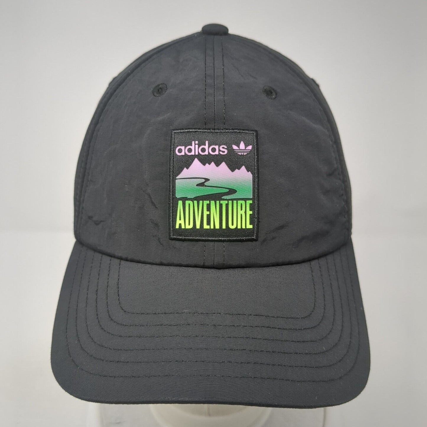 Adidas Adventure Slideback Hat Black One Size Adjustable Embroidered 3 Stripes