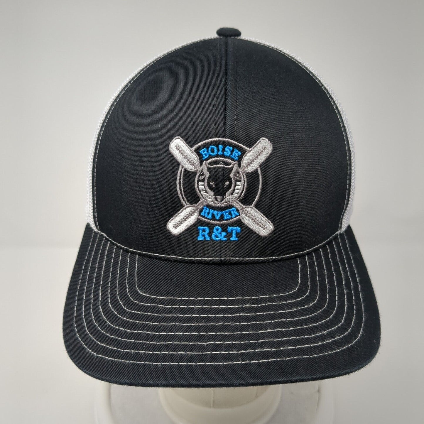 Boise River R&T Snapback Trucker Hat Black OS Adjustable Mesh Pacific Headwear