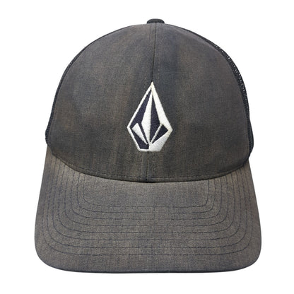 Volcom Snapback Trucker Hat Black One Size Adjustable Embroidered Mesh Back