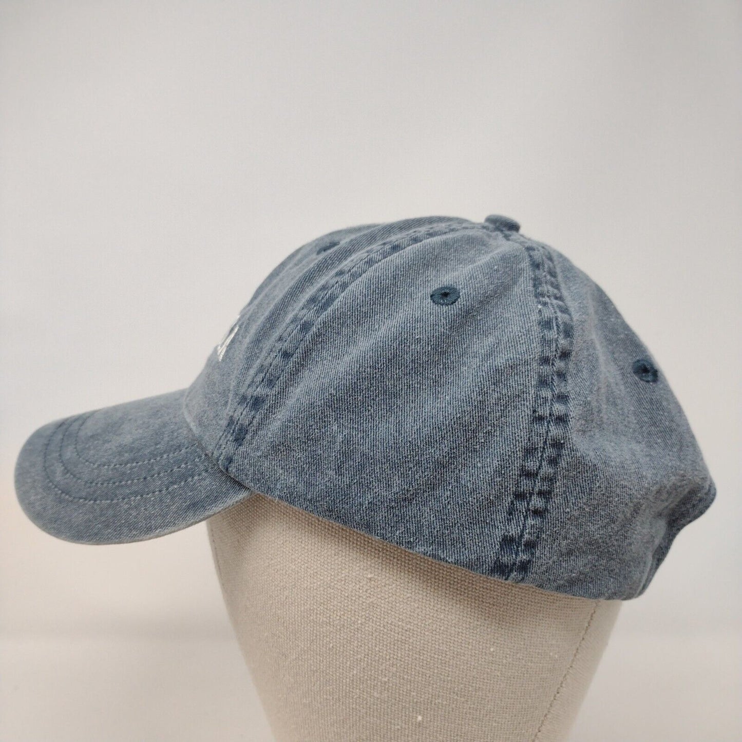 ITASCA Slideback Hat Blue OSFA Adjustable Embroidered Distressed Denim zKapz
