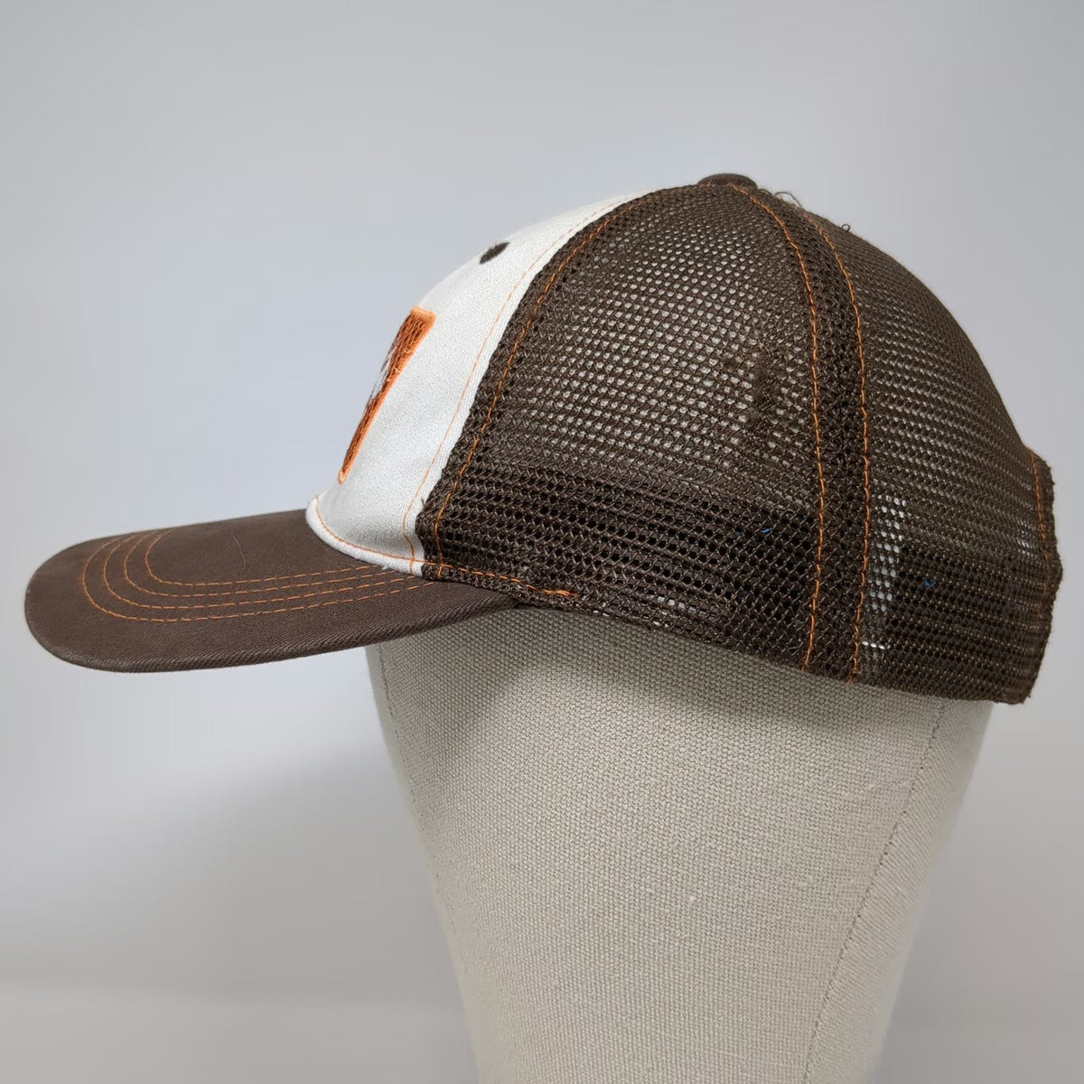Costa Baseball Cap Brown One Size Fish Skeleton Patch Mesh Back Strapback Hat