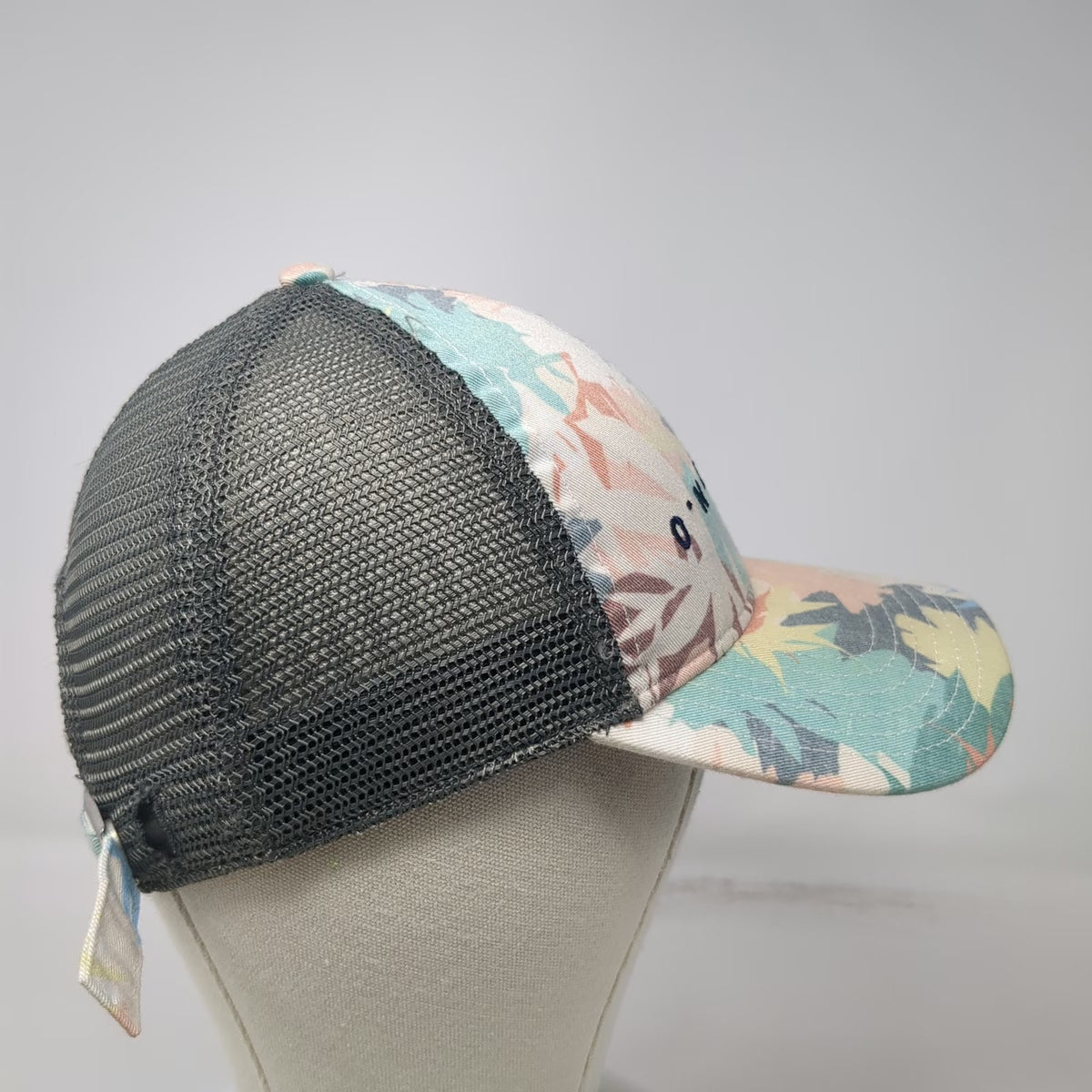 O'Neill Baseball Cap Gray One Size Mesh Back Tropical Floral Beach Hat