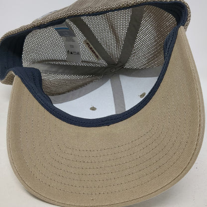 Columbia Baseball Cap Beige XL Mesh Back PFG Fish Flag Fishing Stretch Fit Hat