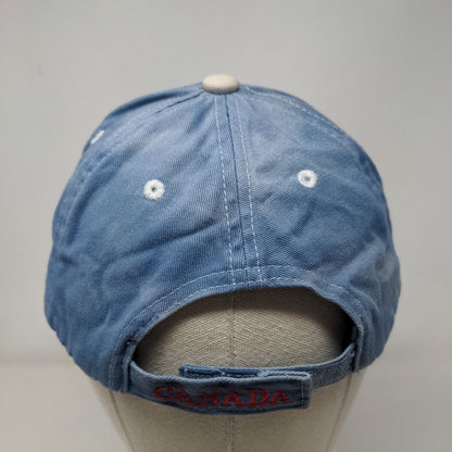 Canada Maple Leaf Strapback Hat Blue One Size Embroidered Adjustable