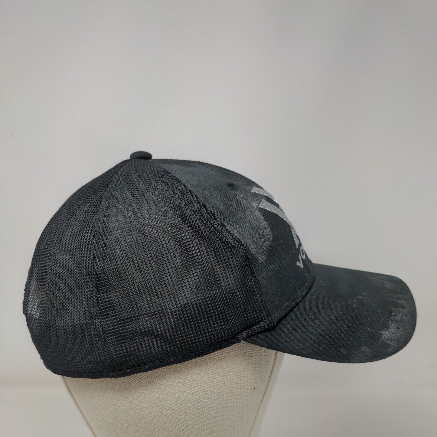Vortex Snapback Mesh Back Trucker Hat Black OSFM Embroidered 6 Panel
