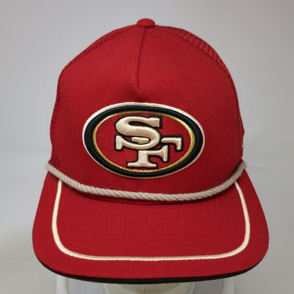 New Era San Francisco 49ers NFL Red Trucker Hat One Size Rope Brim Mesh Snapback