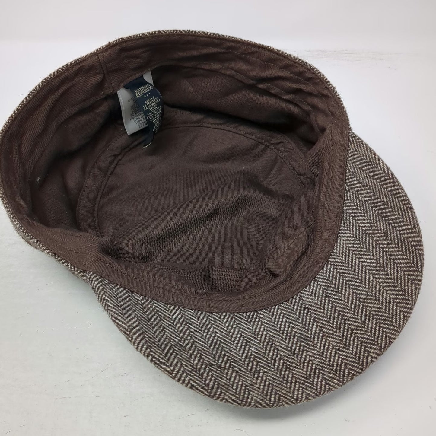 Banana Republic Army Cap Brown S/M Fitted Herringbone Wool Hat Cadet Casual