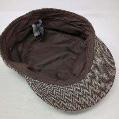 Banana Republic Army Cap Brown S/M Fitted Herringbone Wool Hat Cadet Casual