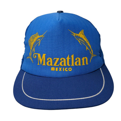 Mazatlan Mexico Snapback Trucker Hat Blue Adjustable Mesh Back 6 Panel