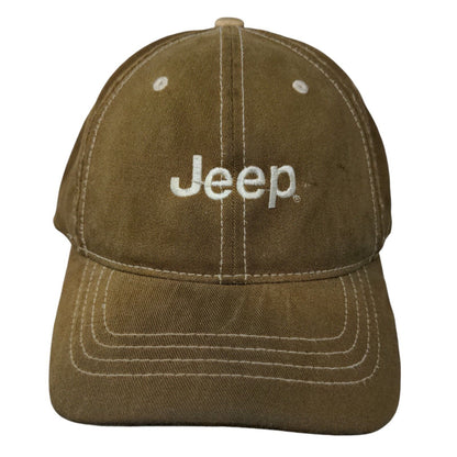 Jeep Fitted Hat Brown Size L/XL Embroidered Flex Fit Vented Holes Yupoong