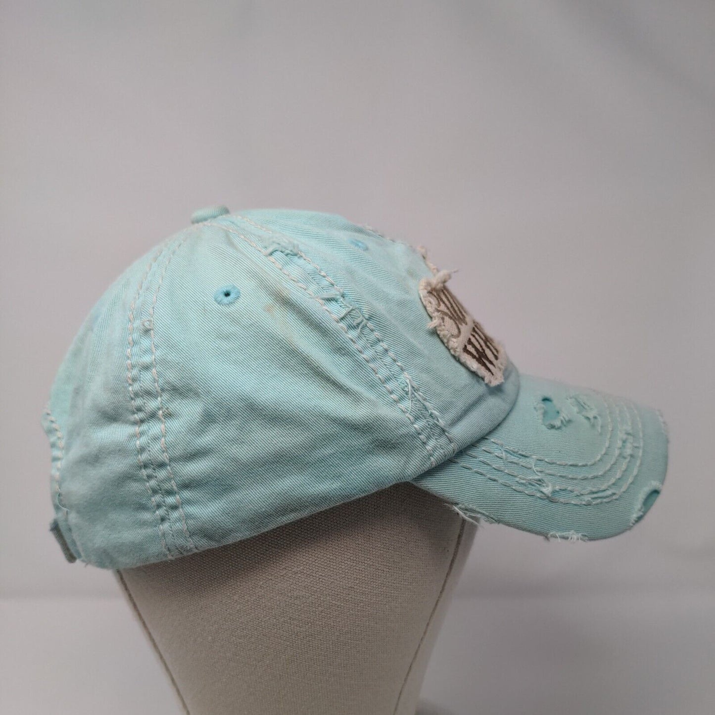 Sunshine & Whiskey Strapback Hat Blue OSFA Adjustable Distressed KBETHOS Vintage